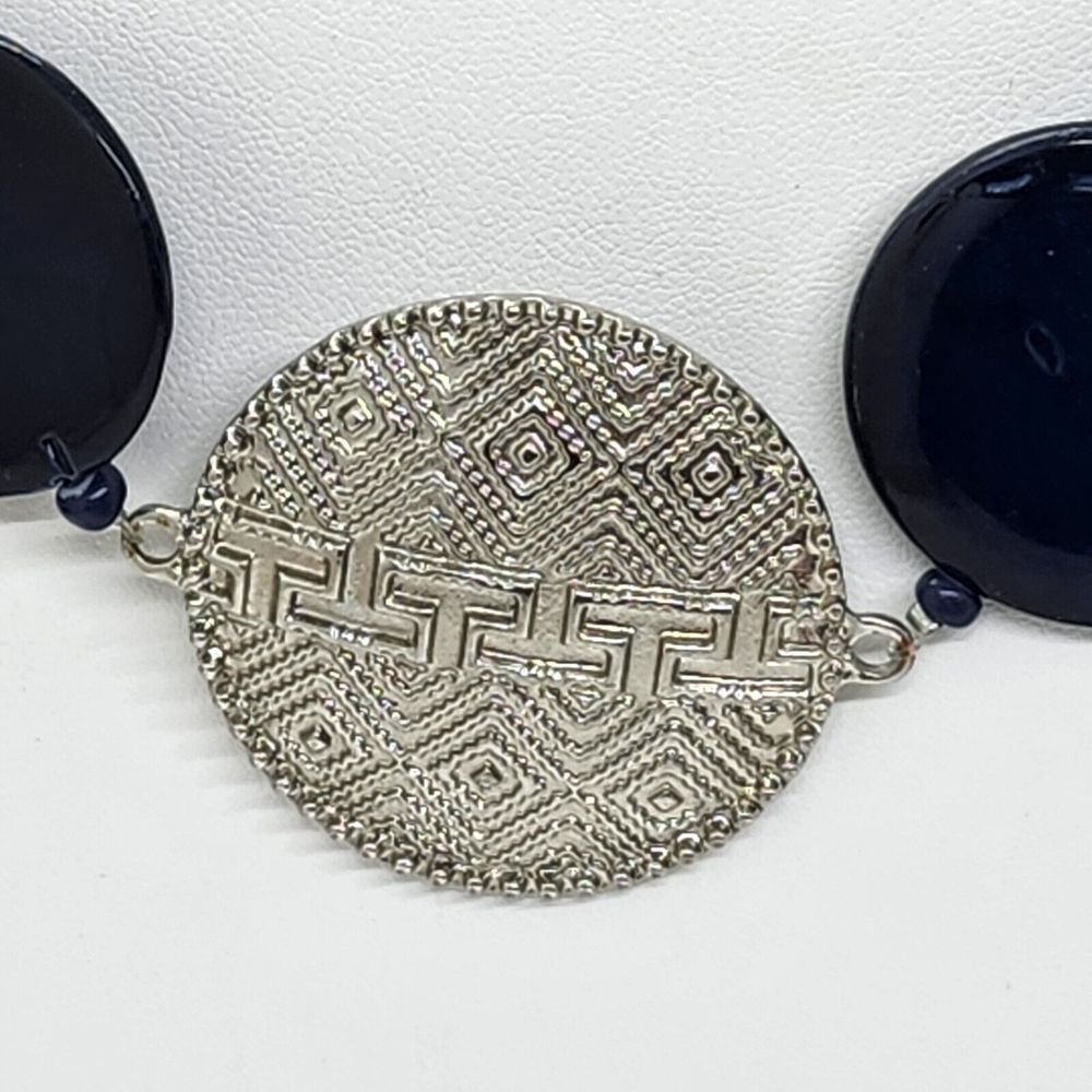 Aztec Design‎ Blue Shell Necklace - Picture 2 of 6